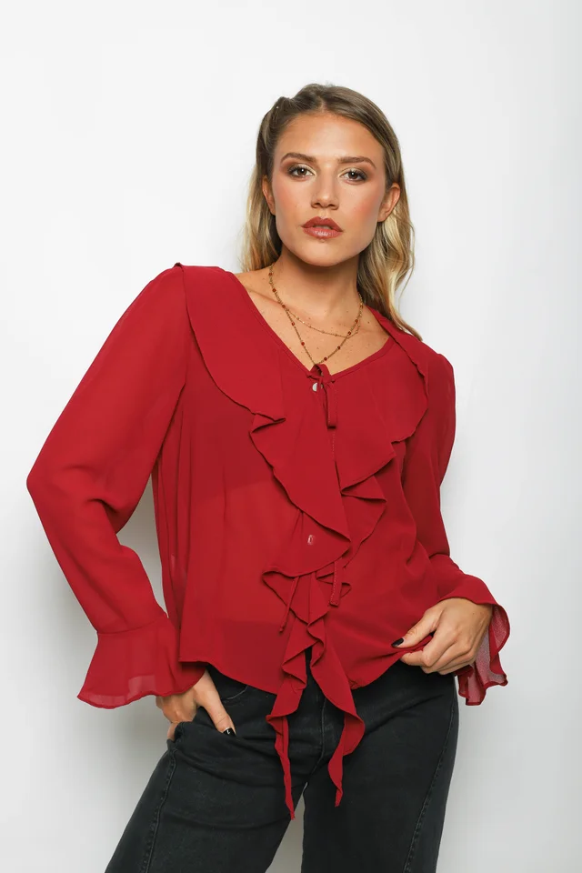 Blusa TITA Gasa c/Volados GUV60