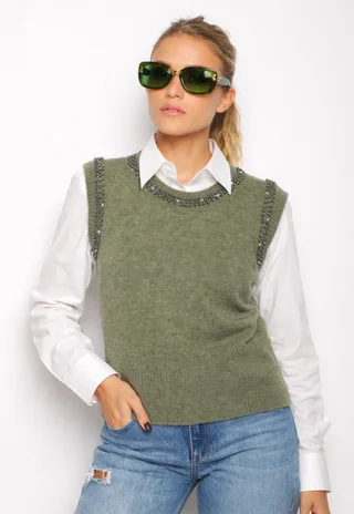 Chaleco ZELAND Lana c/ Apliques  - Vista 1