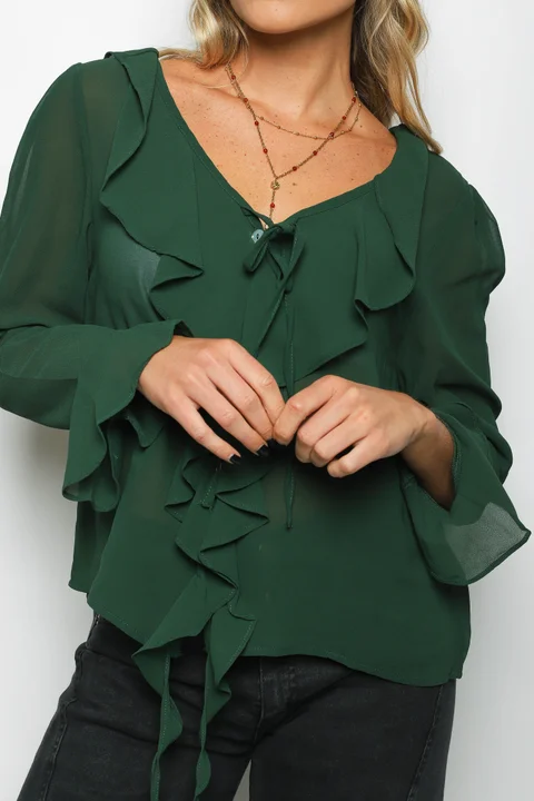 Blusa TITA Gasa c/Volados GUV60