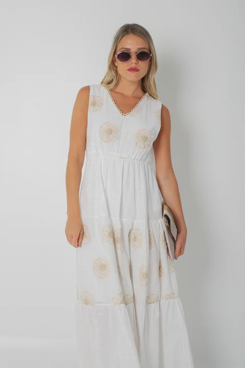 Vestido TULUM Bordado Guardas GU250113