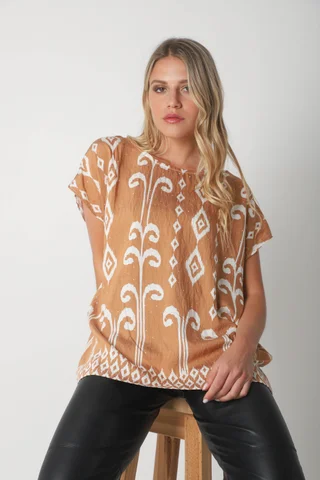 Blusa Lino Amplia Chenay Rombo c/ Strass  GU6130N - Vista 4