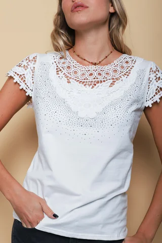 Remera ROYALTY Bordada con Strass GU356341 - Vista 1