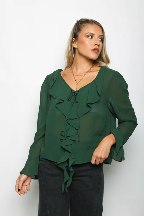 Blusa TITA Gasa c/Volados GUV60