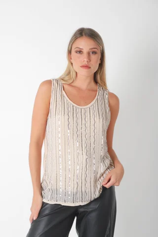 Musculosa SAREE Forrada con Lentejuelas GU70129 - Vista 4