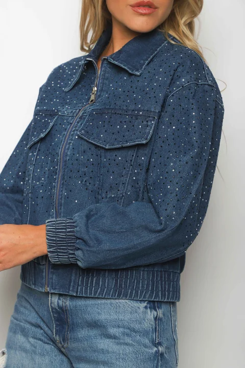 Campera Jean Vakz con Cierre y Strass GU70014