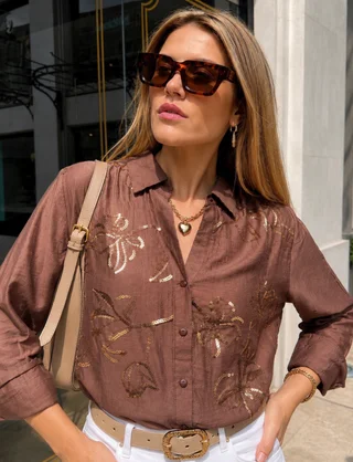  Camisa ALISON de LINO Bordada GU70280 - Vista 6