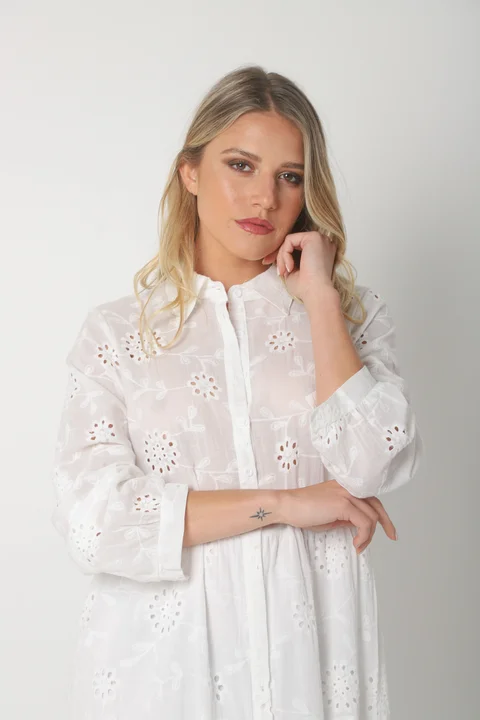 Vestido Camisero SIMONA Broderie Bordado GU4667