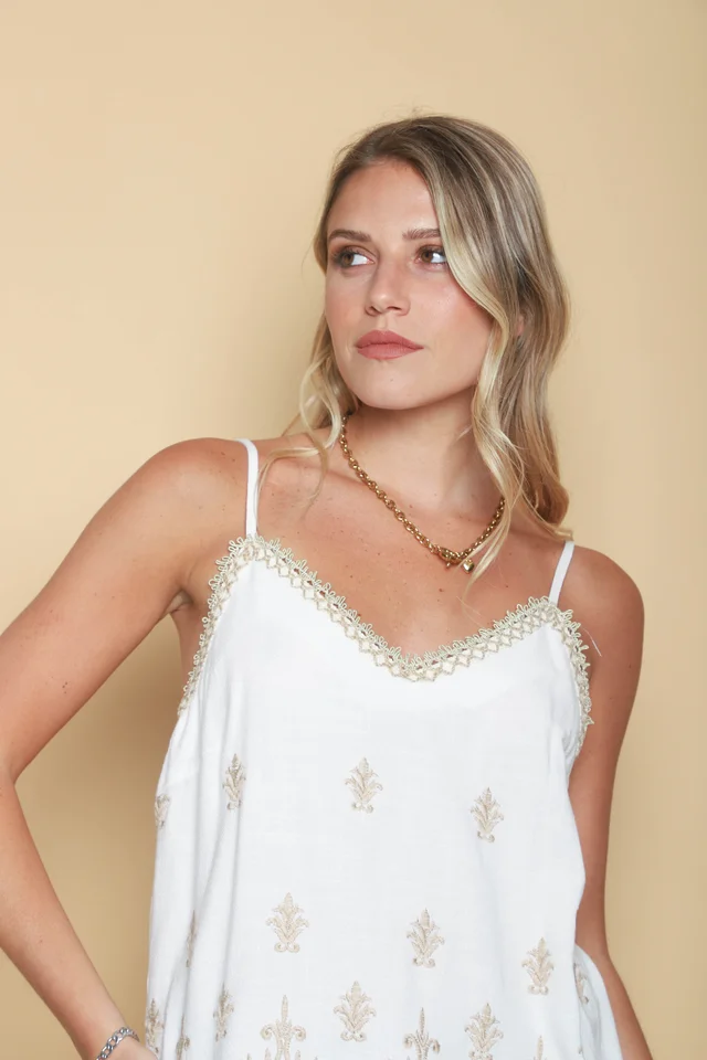 Musculosa CORFU Lino c/Bordado GU0538