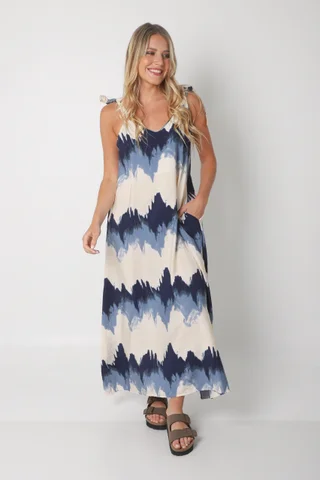 Vestido NISSI BATIK AMPLIO de creppe c/ Tiras y Bolsillos - Vista 6