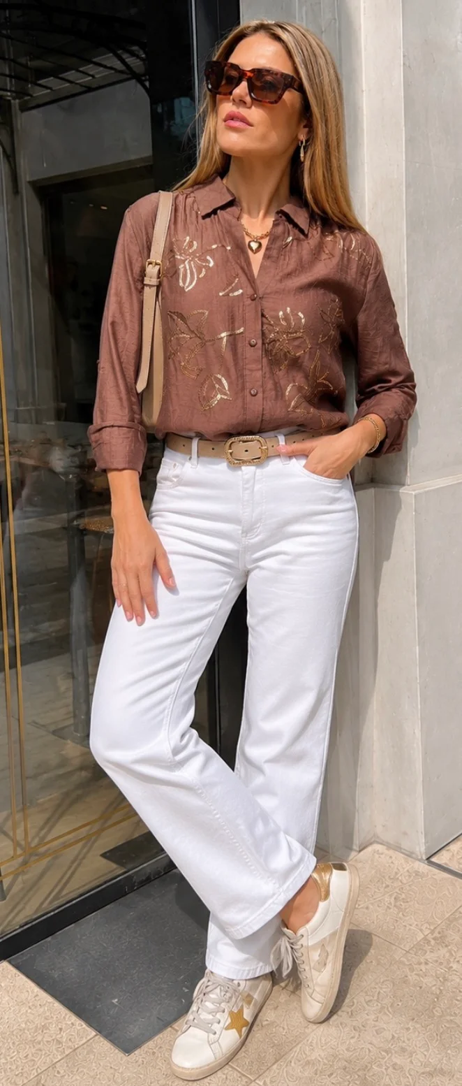Camisa ALISON de LINO Bordada GU70280