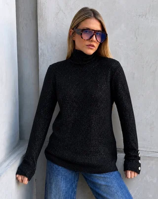 Polera MERIDIAN Lurex con Botones Strass GUL601 - Vista 3