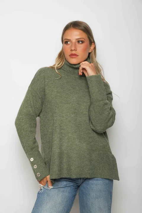 Poleron DANUBIO tejido grueso con Botones GUL836