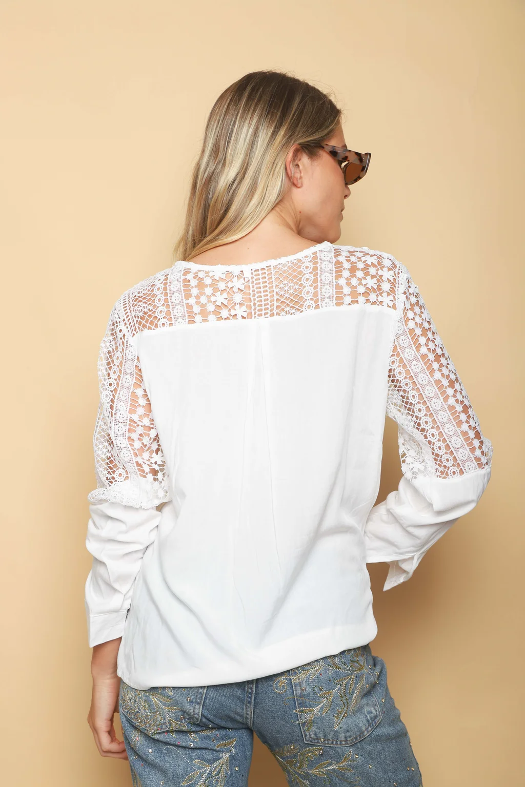 Camisa ASIA Cuello V Mangas Caladas GUK4