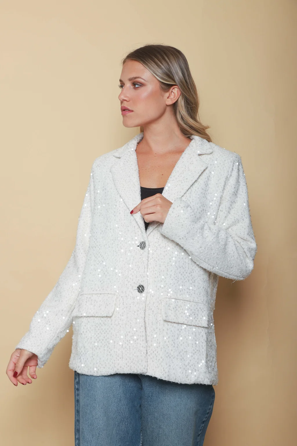 Blazer Zari  Cream  Lentejuelas  GU2019