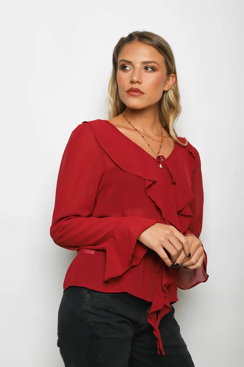 Blusa TITA Gasa c/Volados GUV60