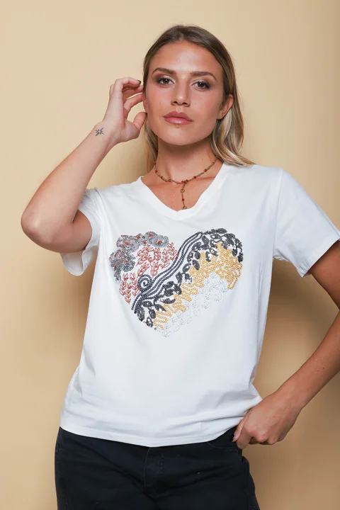 Remera LOVE YOU CORAZON Lentejuelas GUJ5211