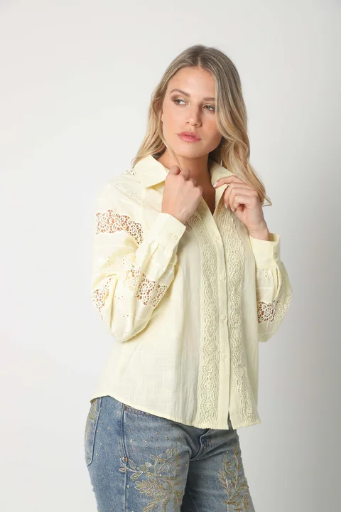 Camisa LAFINUR Lino y Broderie GUL70183