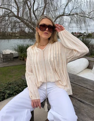 Blusa FARAH Rayada Lurex GU6216 - Vista 3