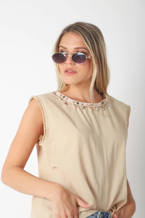 Músculosa KIER Lino c/aplique GUK70118