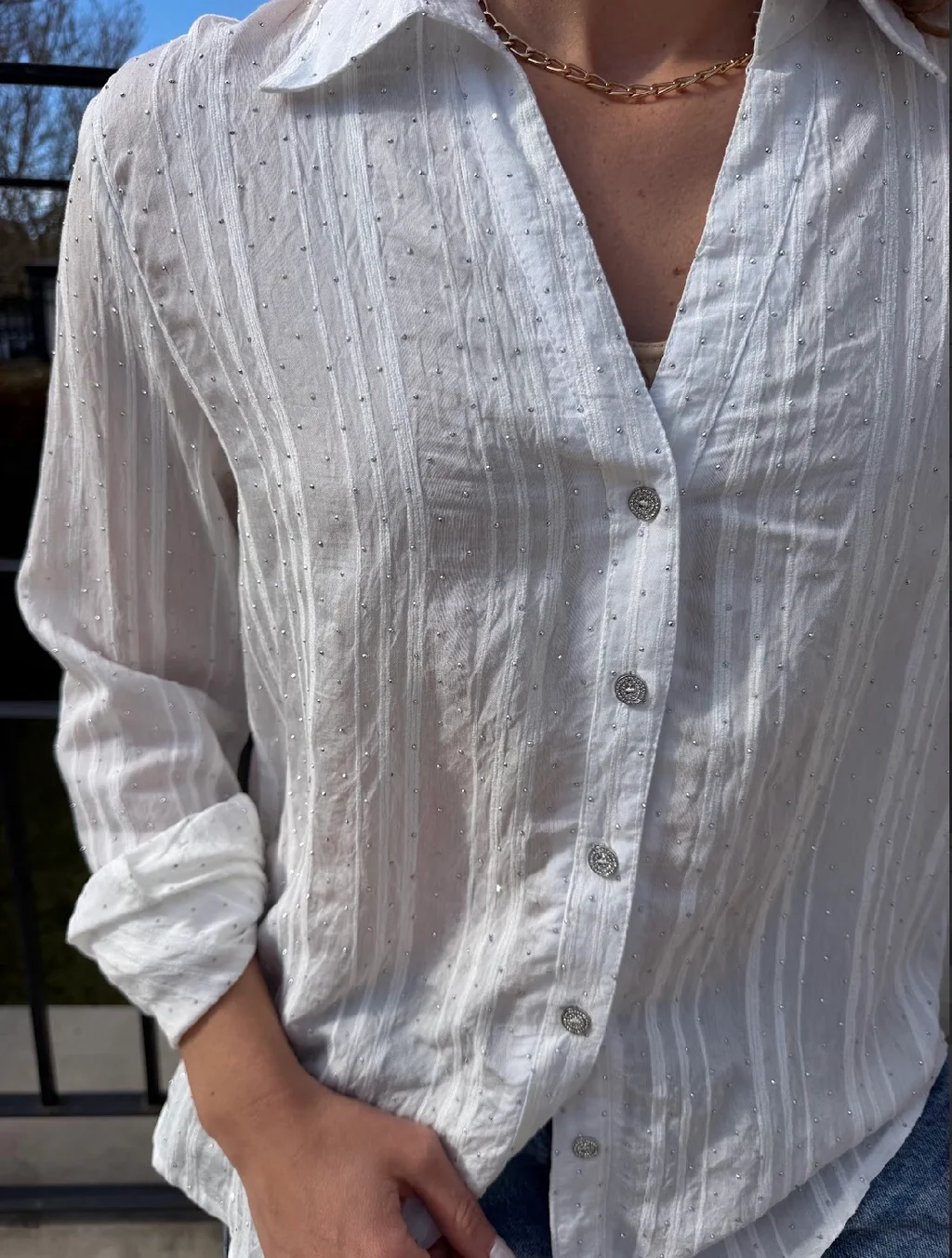 Camisa MARVI con Guardas con Strass GUK70241