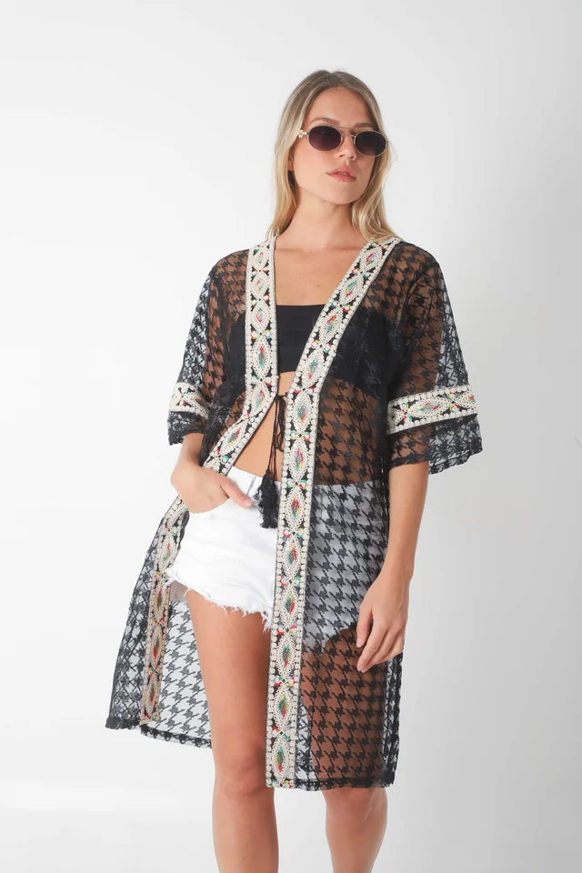 Kimono Encaje Black Munnar GU1469