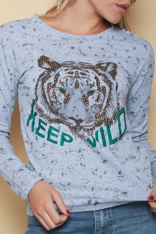 Remera KEEP WILD Batik con strass GU5126 - Vista 2