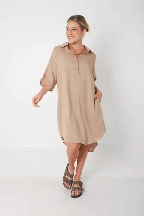 Vestido KAISER de Lino c/ Botones GU0333