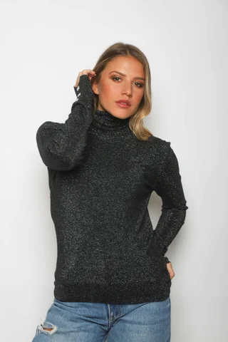 Polera MERIDIAN Lurex con Botones Strass GUL601 - Vista 4