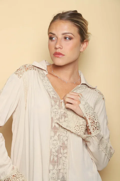 Camisa ZANETT Broderie con Encaje GUK61