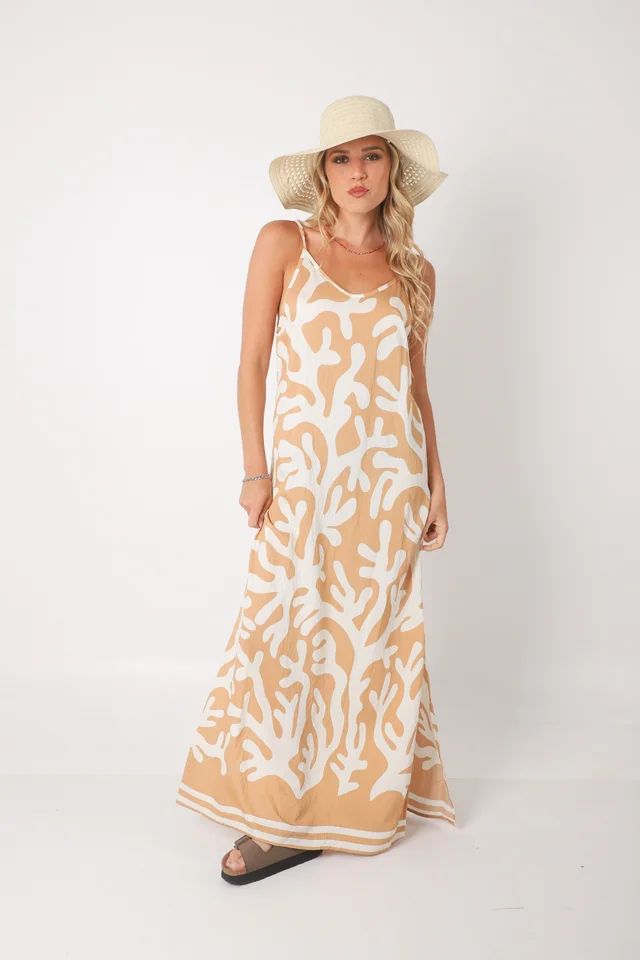 Vestido COZAMUI lino estampado GUK70142-6