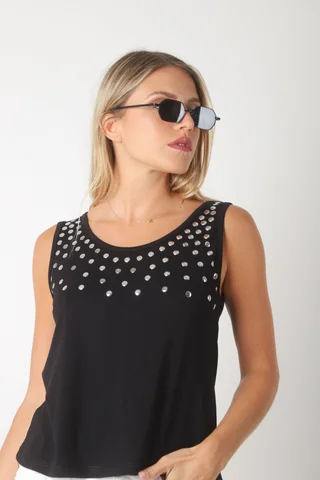 Musculosa Creppe FREURS c/ Tachas - Vista 2
