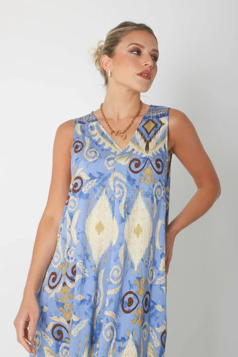 Vestido Mandarin INDIAN c/ Bolsillos GU252