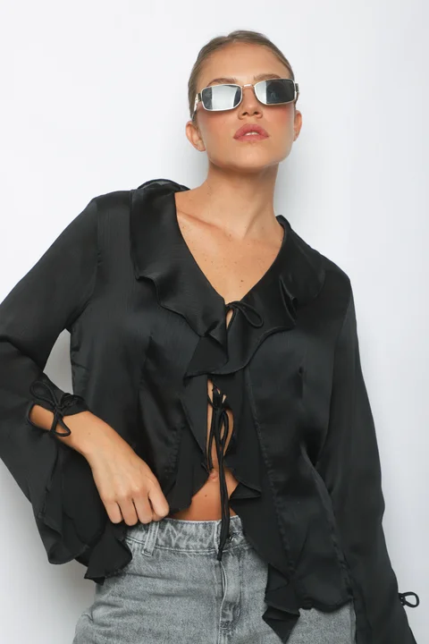 Blusa WENDY SATEN C/Volados GU0343