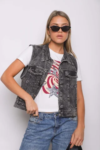 Chaleco Jean LIBI c/ Tachas GUK70102 - Vista 2