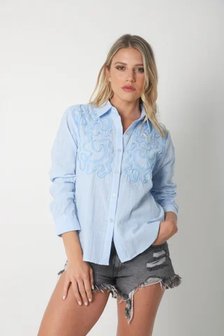 Camisa SARA Lino c/ Botones Strass GUK70144 - Vista 3