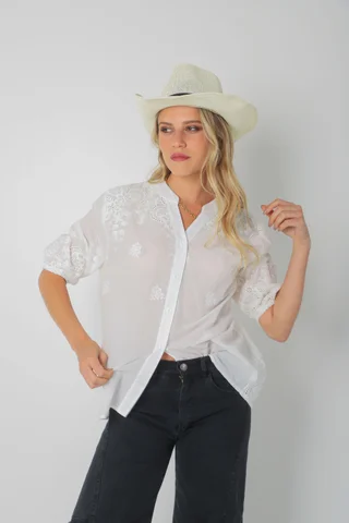 Blusa MAURA Broderie Bordada c/ Puño y Manga 3/4 GU0335 - Vista 3