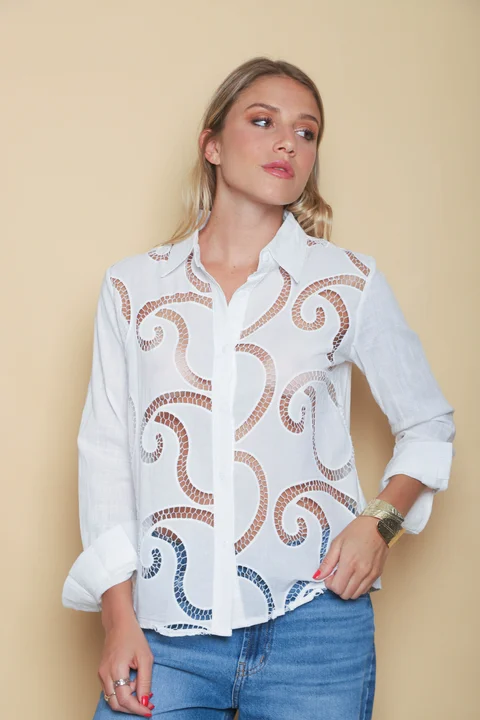 Camisa Vaiss Broderie Calada GU4093