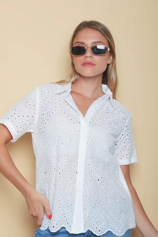 Camisa BLONDA Broderie Manga Corta GUK70107 - Vista 6