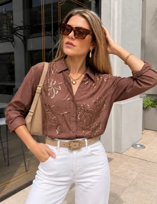  Camisa ALISON de LINO Bordada GU70280 - Vista 5