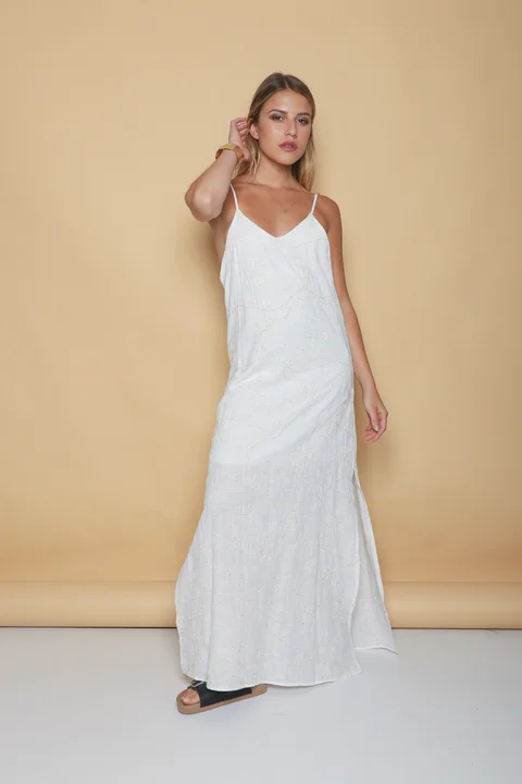 Vestido KALSY lino c/bordado GUK70142-9