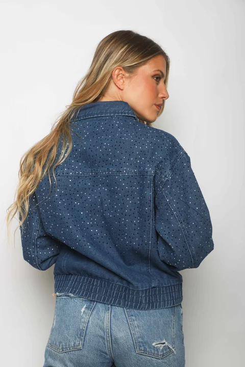 Campera Jean Vakz con Cierre y Strass GU70014