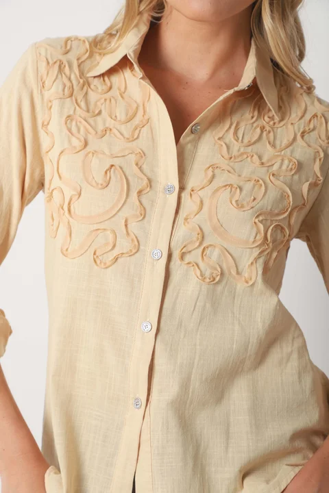 Camisa SARA Lino c/ Botones Strass GUK70144