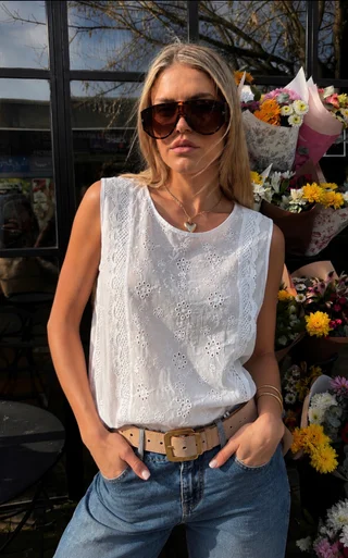 Blusa MUISY Broderie c/Volado GUK70222 - Vista 4