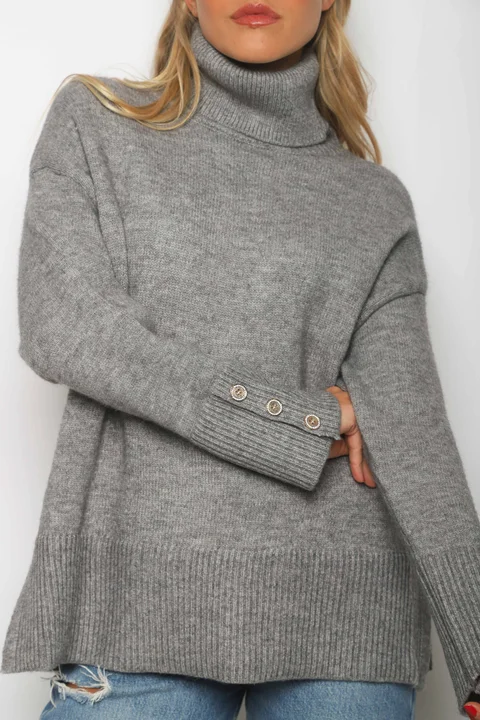 Poleron DANUBIO tejido grueso con Botones GUL836