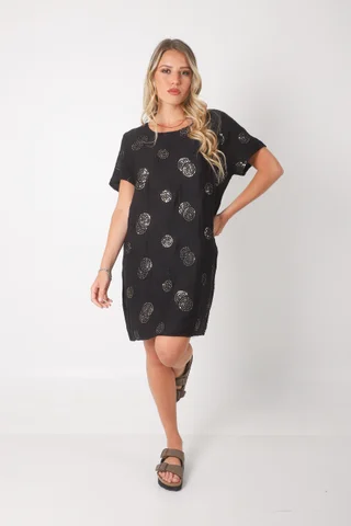 Vestido REGAZZA Lino c/bordado GUCH3013 - Vista 3