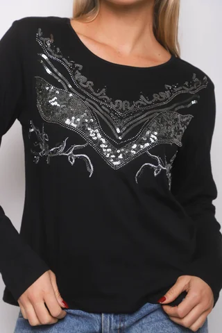 Remera Sound Manga Larga c/ Lentejuelas GUK70043 - Vista 6