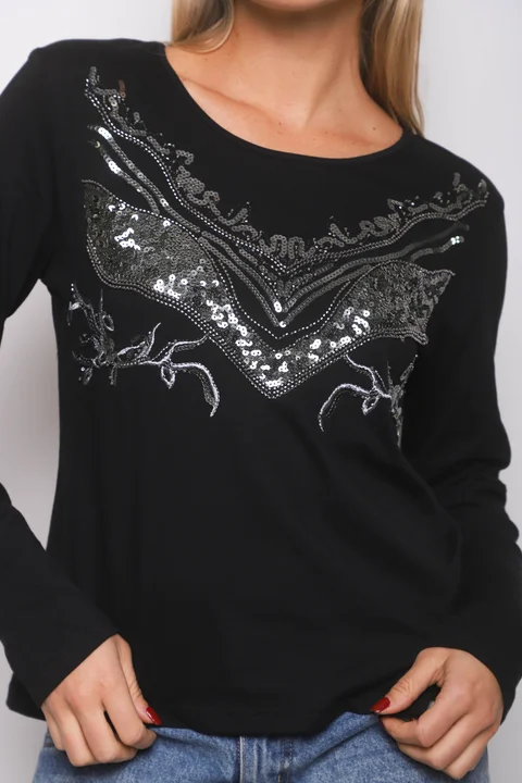 Remera Sound Manga Larga c/ Lentejuelas GUK70043