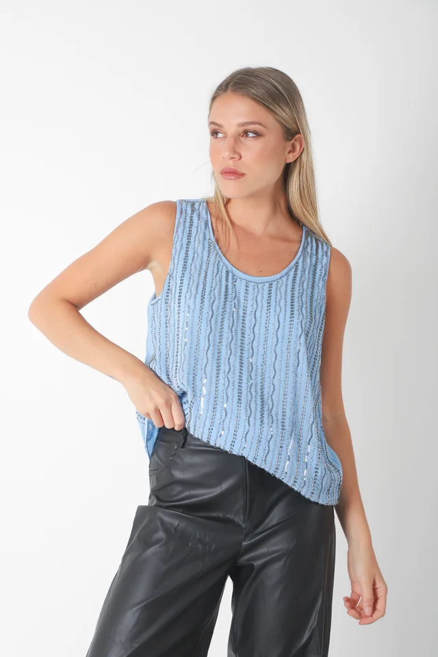 Musculosa SAREE Forrada con Lentejuelas GU70129