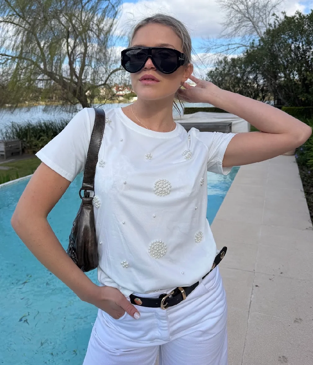 Remera KERZ con Perlas al Tono GU336790
