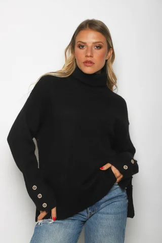 Poleron DANUBIO tejido grueso con Botones GUL836 - Vista 4